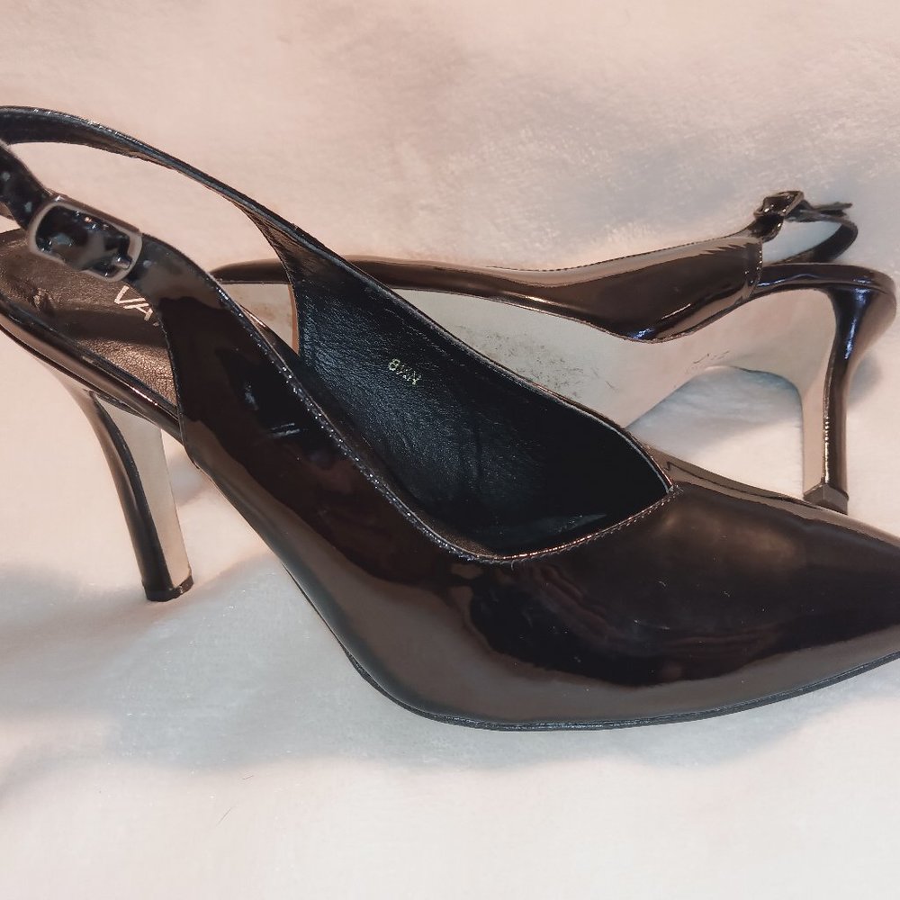 VAN ELi Size 8.5N vintage Italian "TRUE LEATHER" slingback pumps